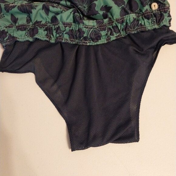 J Crew Men's Swim Trunks Shorts Sz L Green & Blue Floral Hawaiian Boho Beachy - Picture 12 of 13